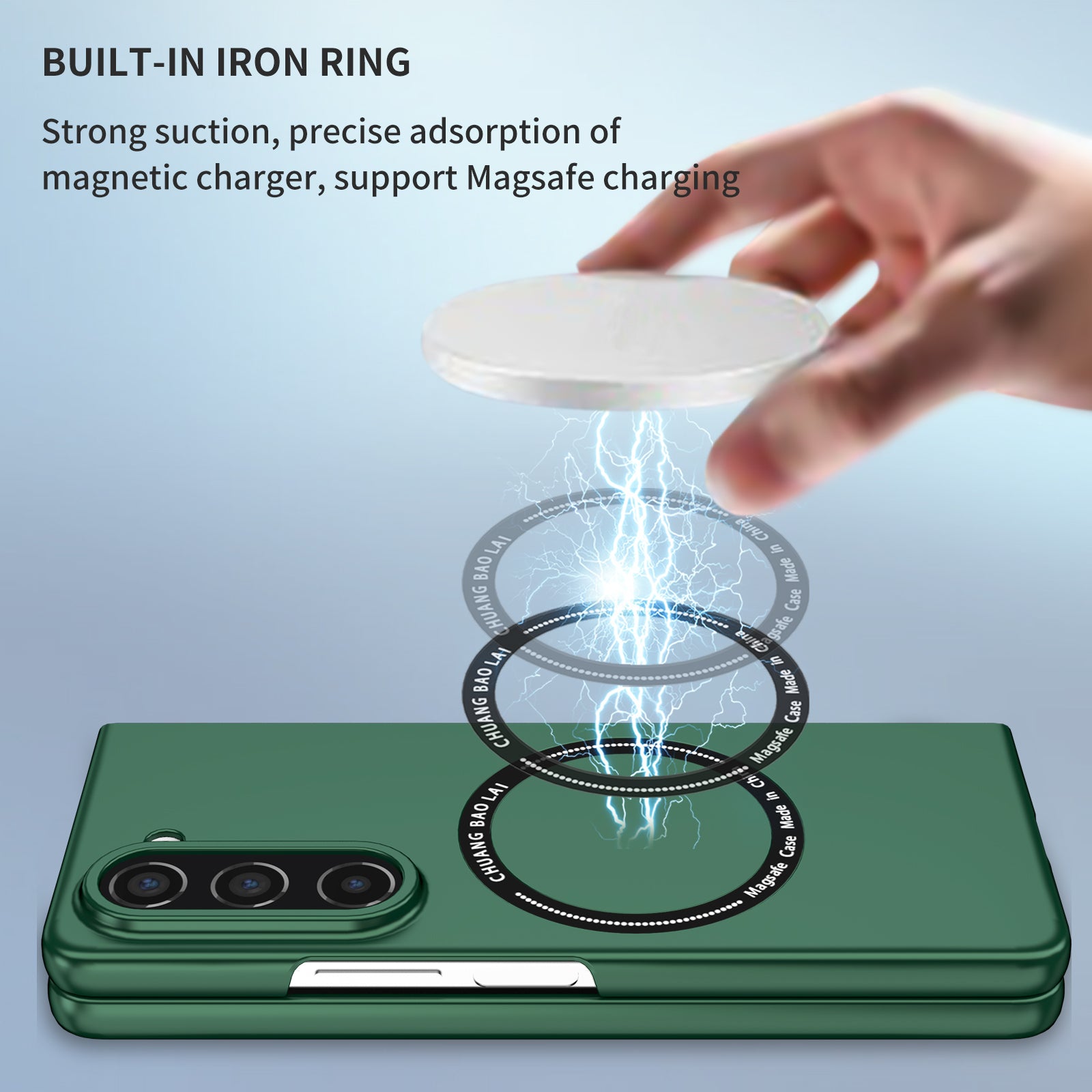 Ultramarinelife Frosted Magsafe Galaxy Z Fold5 Case Anti-Fingerprint Buit-in Iron Ring