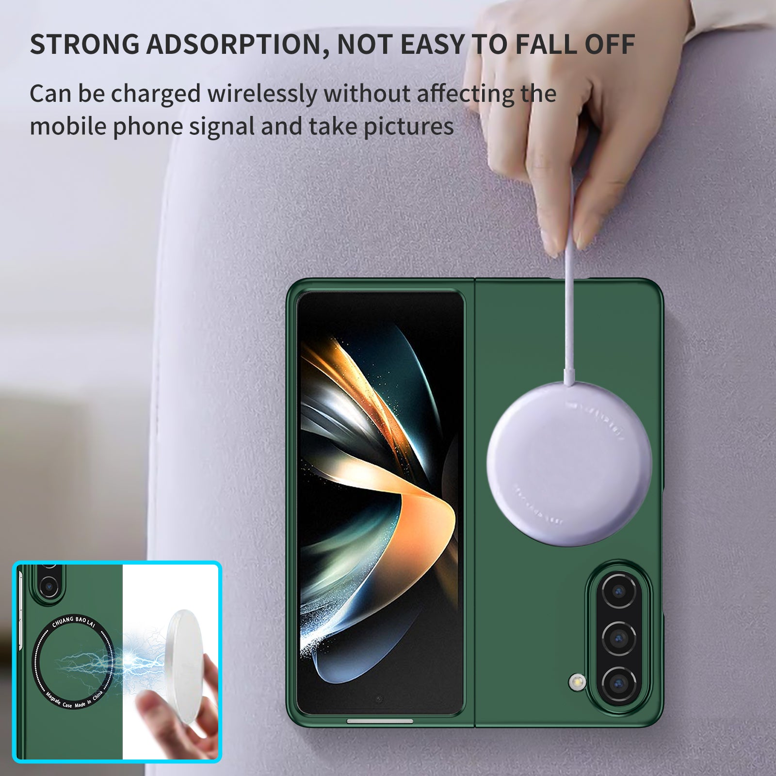 Ultramarinelife Frosted Magsafe Galaxy Z Fold5 Case Anti-Fingerprint Strong Magnetic
