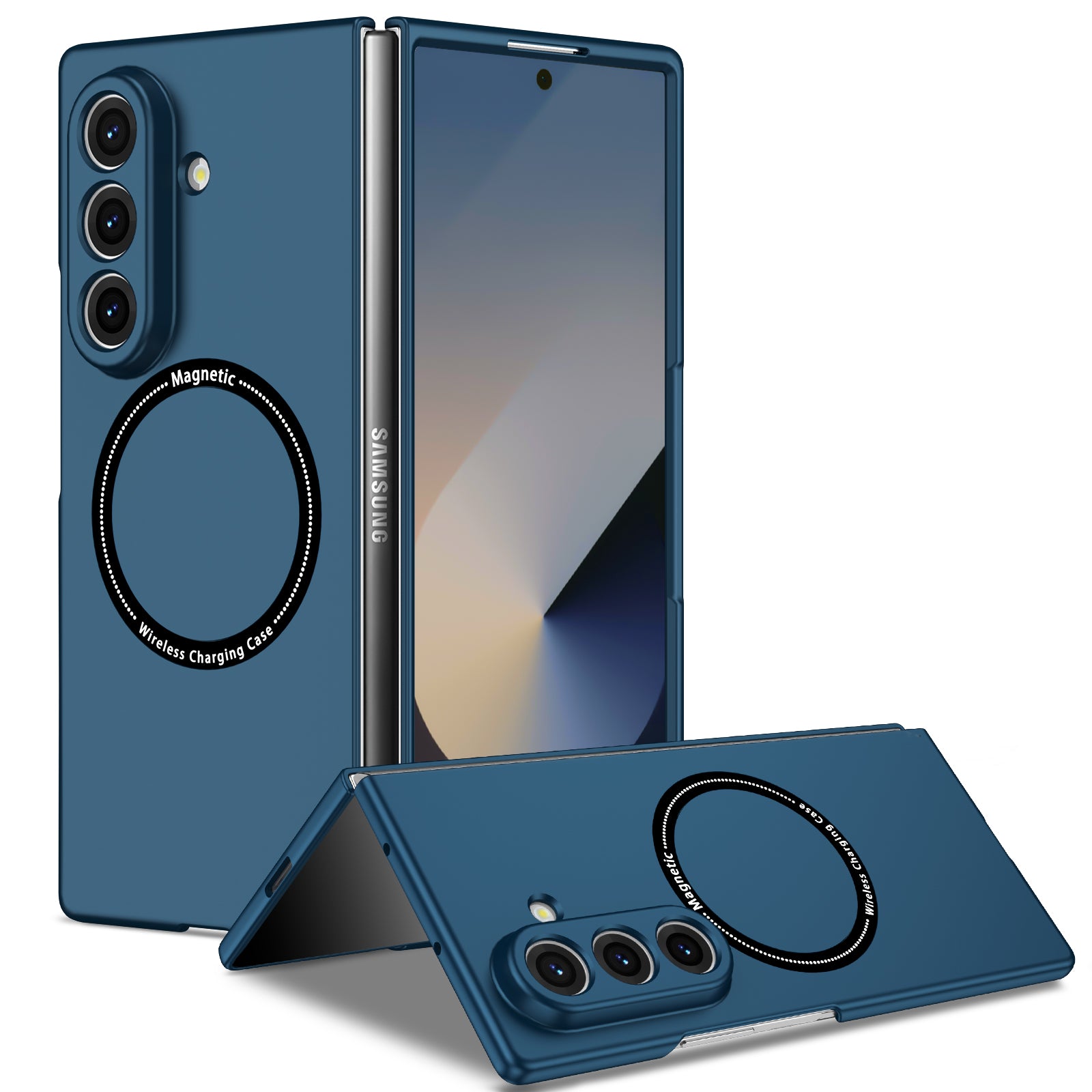 Ultramarinelife Frosted Magsafe Galaxy Z Fold7 Case Anti-Fingerprint Blue Color