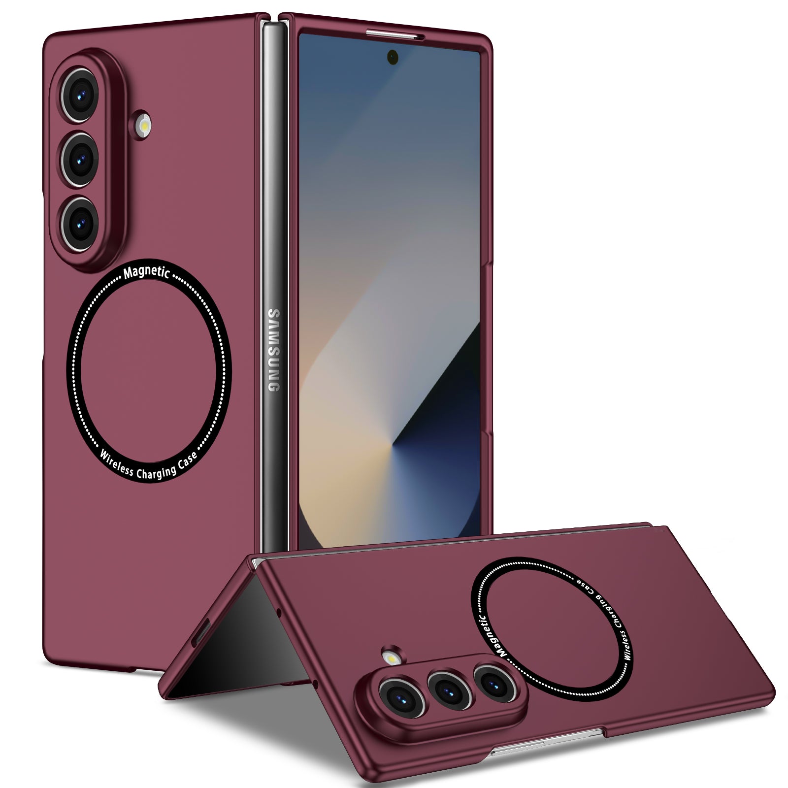 Ultramarinelife Frosted Magsafe Galaxy Z Fold8 Case Anti-Fingerprint Wine Color