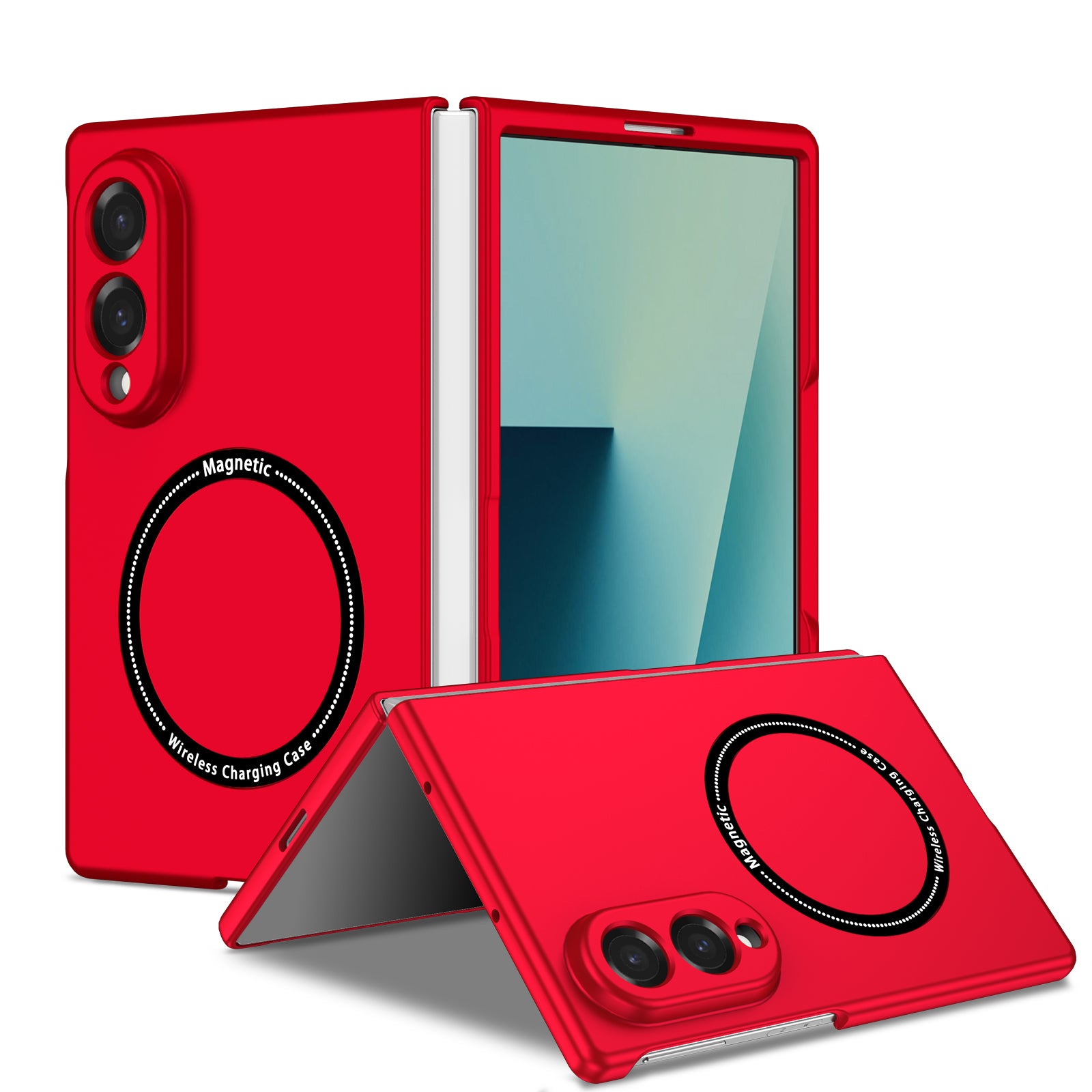 Ultramarinelife Frosted Magsafe Galaxy Z Fold8 Wide Case Anti-Fingerprint Red Color