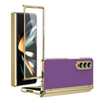 AG Frosted Galaxy Z Fold7 Case: Vacuum-plated matte PC cover with built-in front tempered glass—no film needed. Features all-inclusive hinged protection & auto-rebound springs for drop/shock resistance. Anti-smudge, fingerprint-proof, and scratch-resistant. Available in Sky Blue, Black, Red, Gold, Blue & Purple. Slim, rugged, and built to save your screen and hinge.