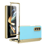 AG Frosted Galaxy Z Fold7 Case: Vacuum-plated matte PC cover with built-in front tempered glass—no film needed. Features all-inclusive hinged protection & auto-rebound springs for drop/shock resistance. Anti-smudge, fingerprint-proof, and scratch-resistant. Available in Sky Blue, Black, Red, Gold, Blue & Purple. Slim, rugged, and built to save your screen and hinge.