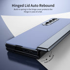 AG Frosted Galaxy Z Fold7 Case: Vacuum-plated matte PC cover with built-in front tempered glass—no film needed. Features all-inclusive hinged protection & auto-rebound springs for drop/shock resistance. Anti-smudge, fingerprint-proof, and scratch-resistant. Available in Sky Blue, Black, Red, Gold, Blue & Purple. Slim, rugged, and built to save your screen and hinge.