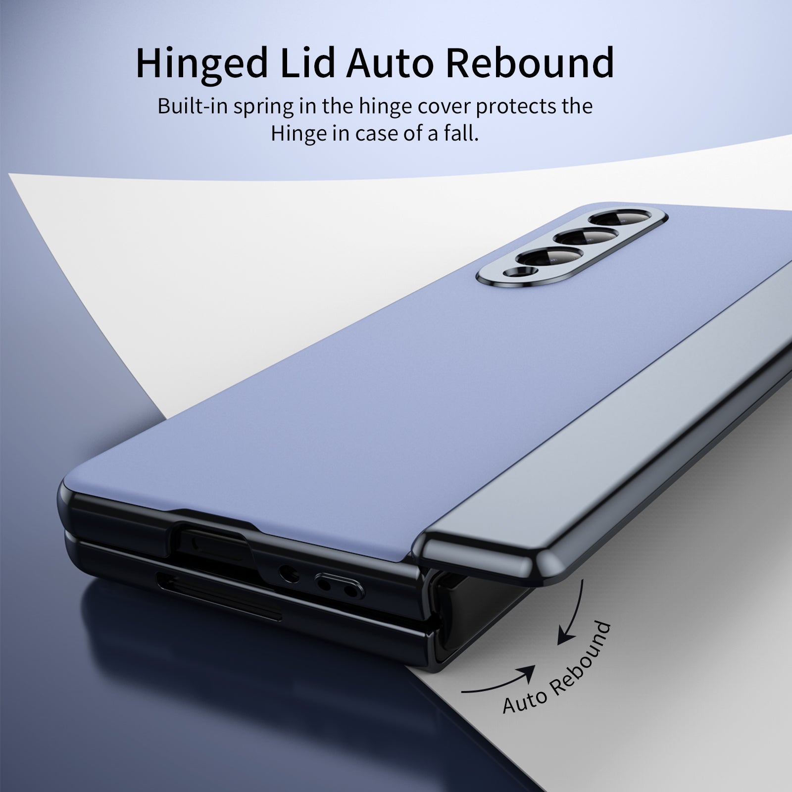 AG Frosted Galaxy Z Fold7 Case: Vacuum-plated matte PC cover with built-in front tempered glass—no film needed. Features all-inclusive hinged protection & auto-rebound springs for drop/shock resistance. Anti-smudge, fingerprint-proof, and scratch-resistant. Available in Sky Blue, Black, Red, Gold, Blue & Purple. Slim, rugged, and built to save your screen and hinge.