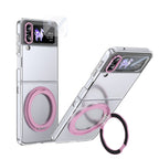 Ultramarinelife Ice Cooling Galaxy Z Flip3 Case 360 Swivel Magnet Ring Stand Pink Color