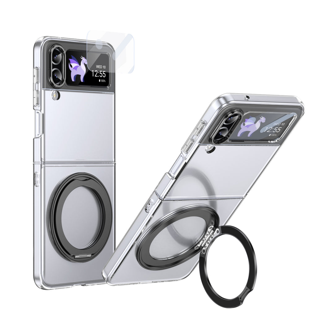 Ultramarinelife Ice Cooling Galaxy Z Flip3 Case 360 Swivel Magnet Ring Stand Black Color