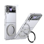 Ultramarinelife Ice Cooling Galaxy Z Flip3 Case 360 Swivel Magnet Ring Stand Silver Color