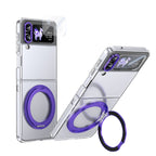Ultramarinelife Ice Cooling Galaxy Z Flip3 Case 360 Swivel Magnet Ring Stand Purple Color