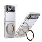 Ultramarinelife Ice Cooling Galaxy Z Flip4 Case 360 Swivel Magnet Ring Stand Gold Color