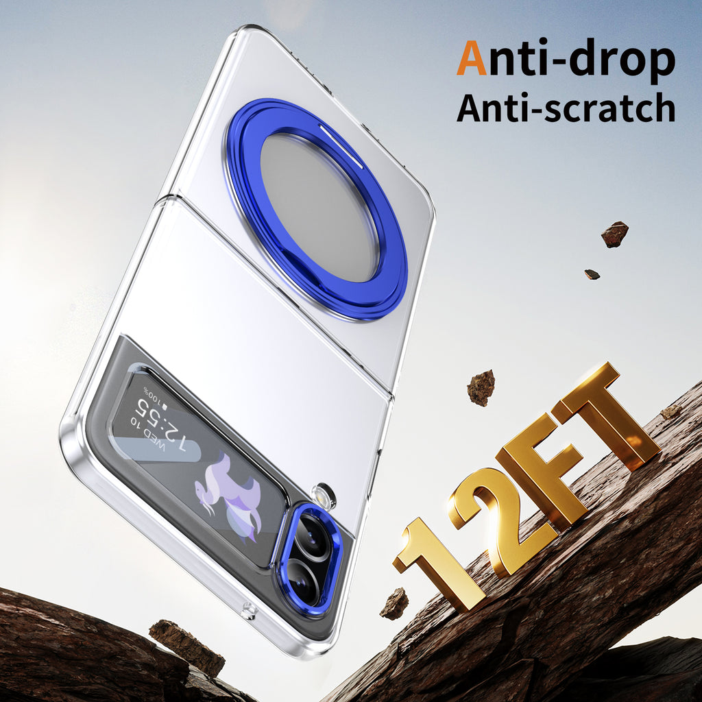 Ultramarinelife Ice Cooling Galaxy Z Flip4 Case 360 Swivel Magnet Ring Stand Drop Protection 12FT