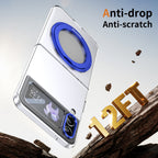 Ultramarinelife Ice Cooling Galaxy Z Flip4 Case 360 Swivel Magnet Ring Stand Drop Protection 12FT