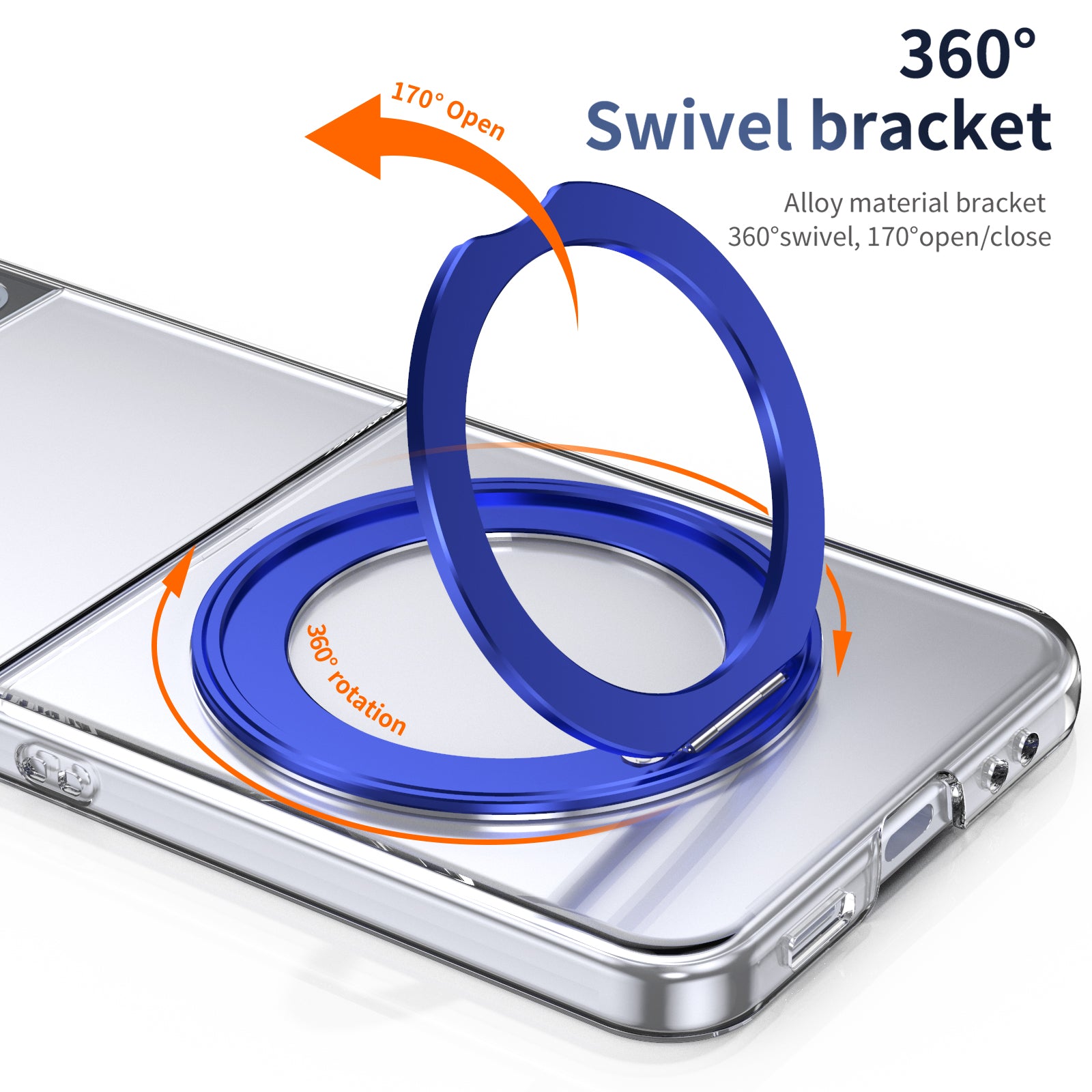 Ultramarinelife Ice Cooling Galaxy Z Flip4 Case 360 Swivel Magnet Ring Stand Alloy Foldable