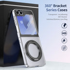 Ultramarinelife Ice Cooling Galaxy Z Flip5 Case 360 Swivel Magnet Ring Stand Transparent