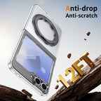 Ultramarinelife Ice Cooling Galaxy Z Flip5 Case 360 Swivel Magnet Ring Stand Drop Protection 12FT