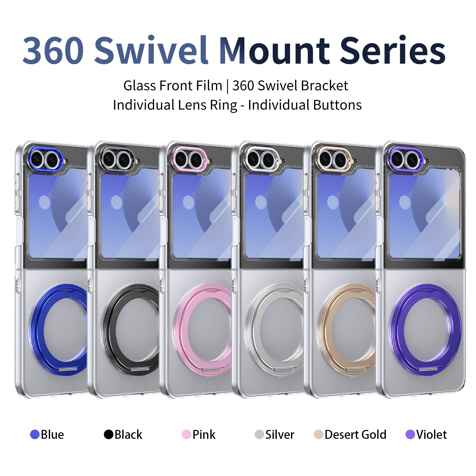 Ultramarinelife Ice Cooling Galaxy Z Flip5 Case 360 Swivel Magnet Ring Stand 7 Colors Available