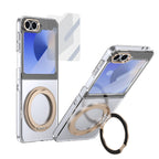 Ultramarinelife Ice Cooling Galaxy Z Flip5 Case 360 Swivel Magnet Ring Stand Gold Color