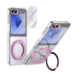 Ultramarinelife Ice Cooling Galaxy Z Flip5 Case 360 Swivel Magnet Ring Stand Pink Color