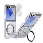 Ultramarinelife Ice Cooling Galaxy Z Flip5 Case 360 Swivel Magnet Ring Stand Silver Color