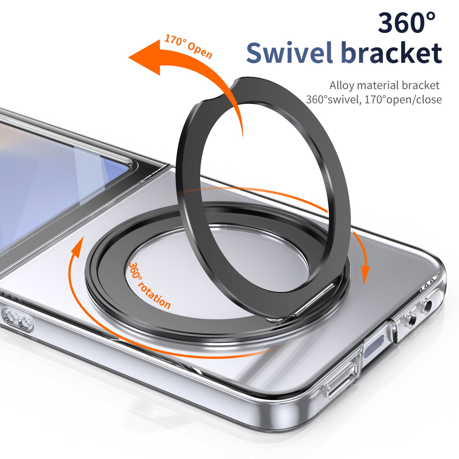 Ultramarinelife Ice Cooling Galaxy Z Flip5 Case 360 Swivel Magnet Ring Stand Alloy Aluminum Material
