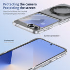 Ultramarinelife Ice Cooling Galaxy Z Flip5 Case 360 Swivel Magnet Ring Stand Camera Protection