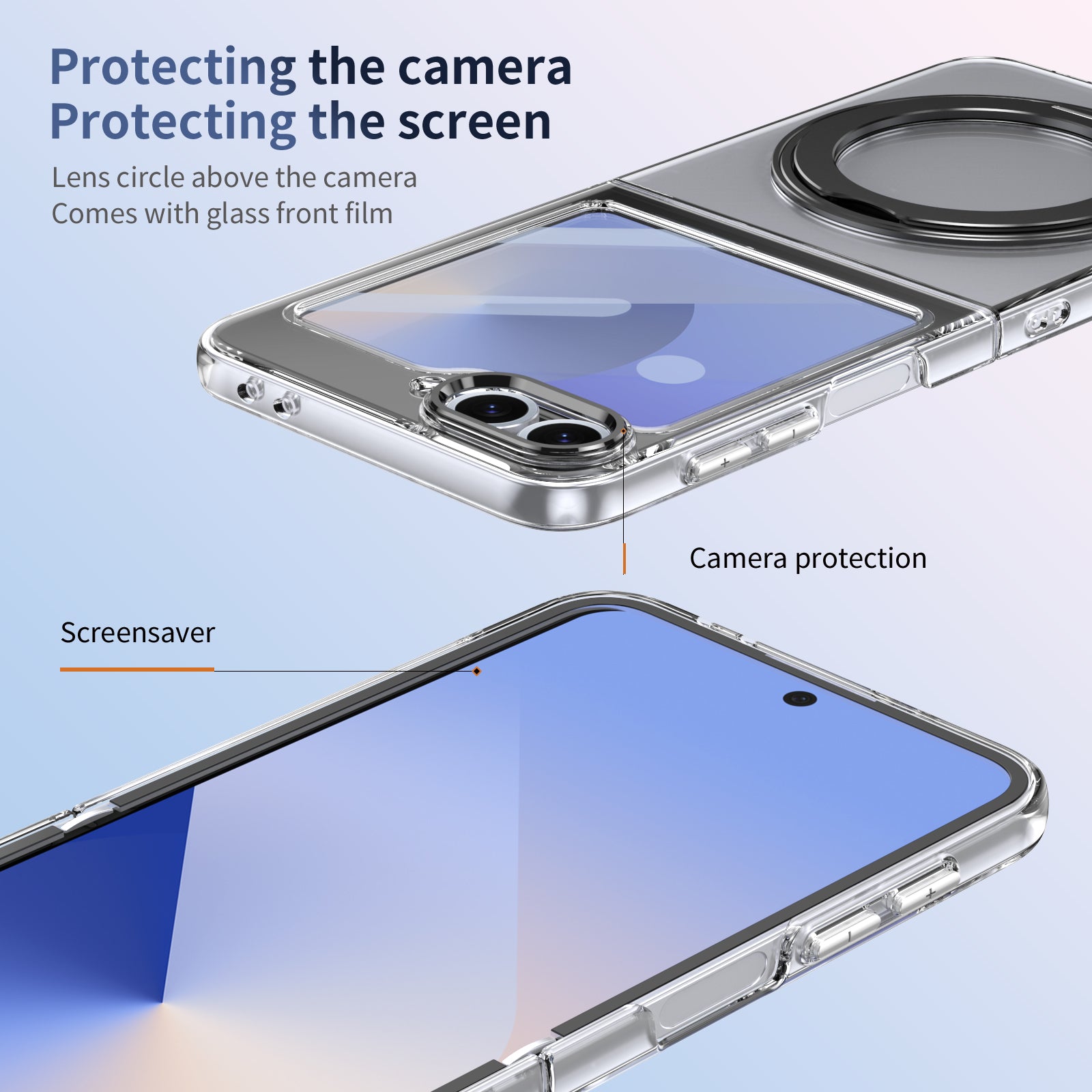 Ultramarinelife Ice Cooling Galaxy Z Flip5 Case 360 Swivel Magnet Ring Stand Camera Protection