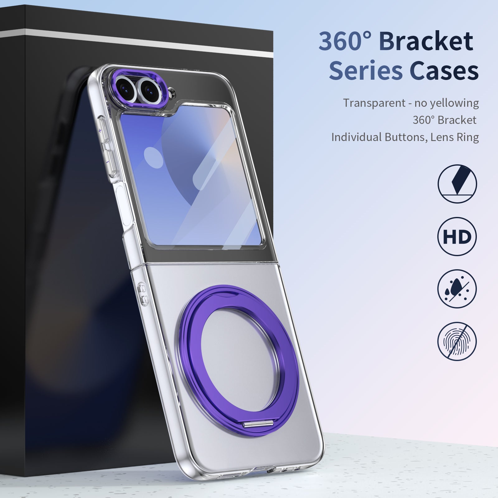 Ultramarinelife Ice Cooling Galaxy Z Flip6 Case 360 Swivel Magnet Ring Stand No Yellow