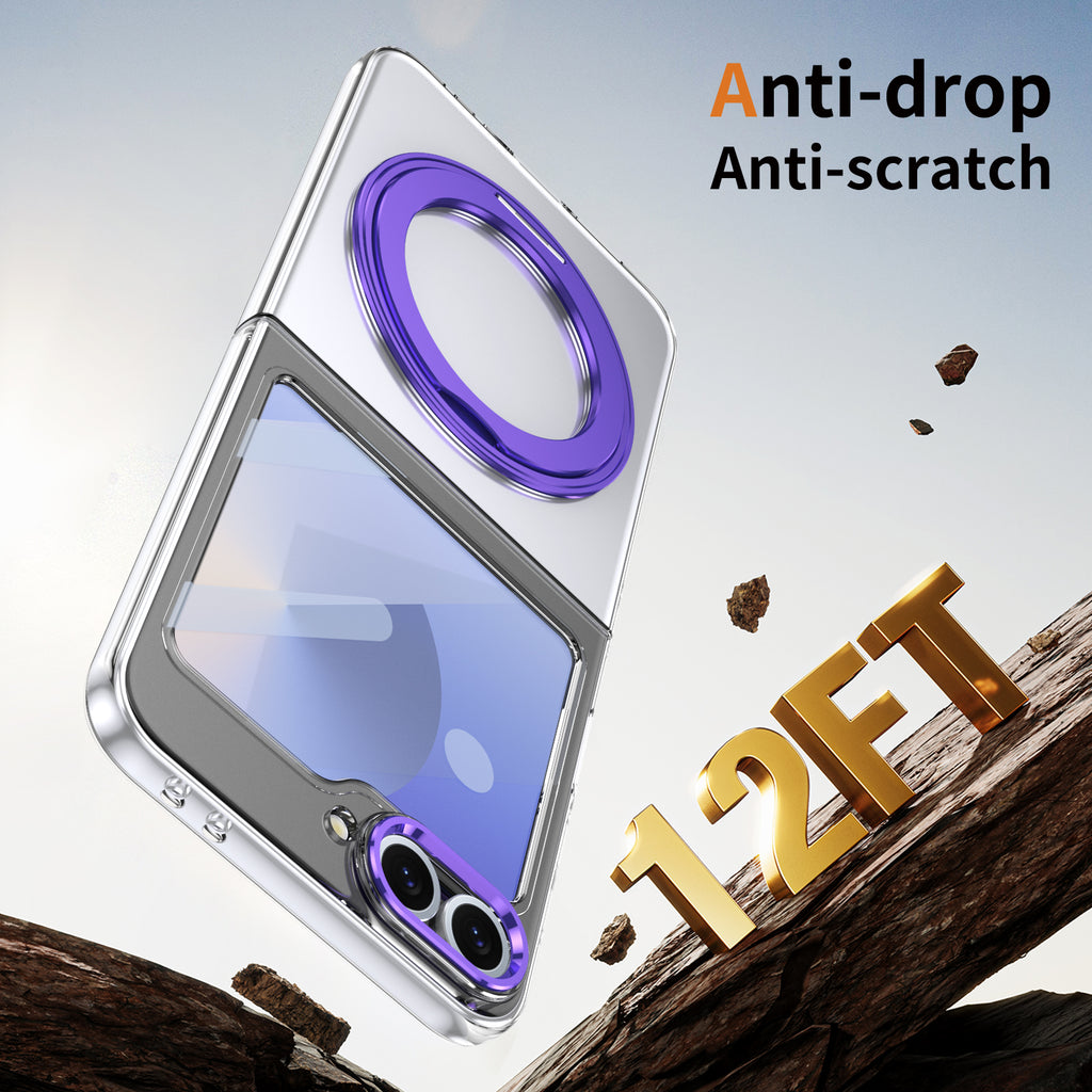 Ultramarinelife Ice Cooling Galaxy Z Flip6 Case 360 Swivel Magnet Ring Stand Anti-drop 12FT
