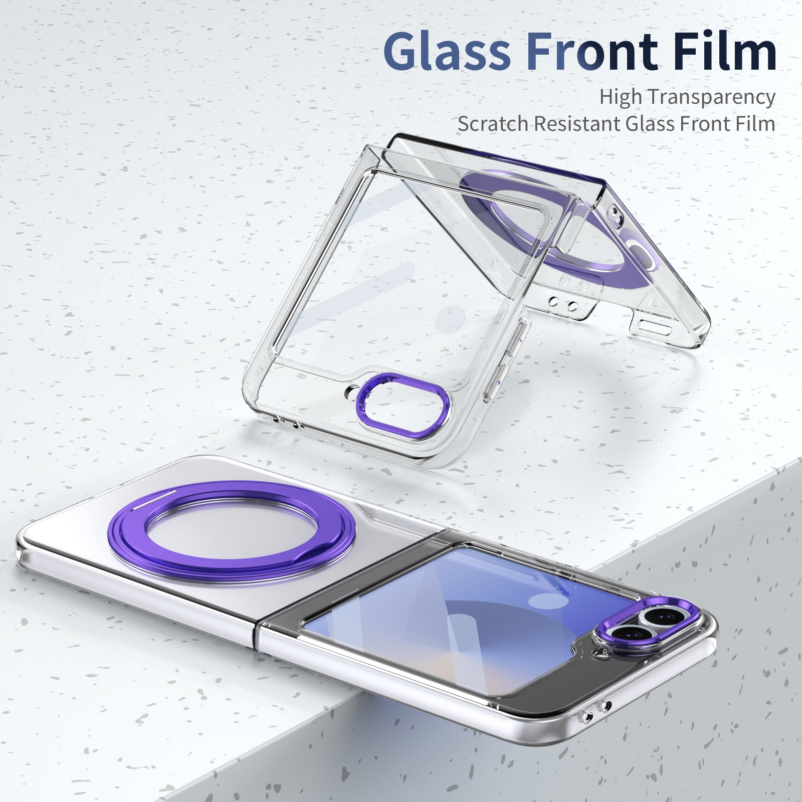 Ultramarinelife Ice Cooling Galaxy Z Flip6 Case 360 Swivel Magnet Ring Stand Glass Front Film