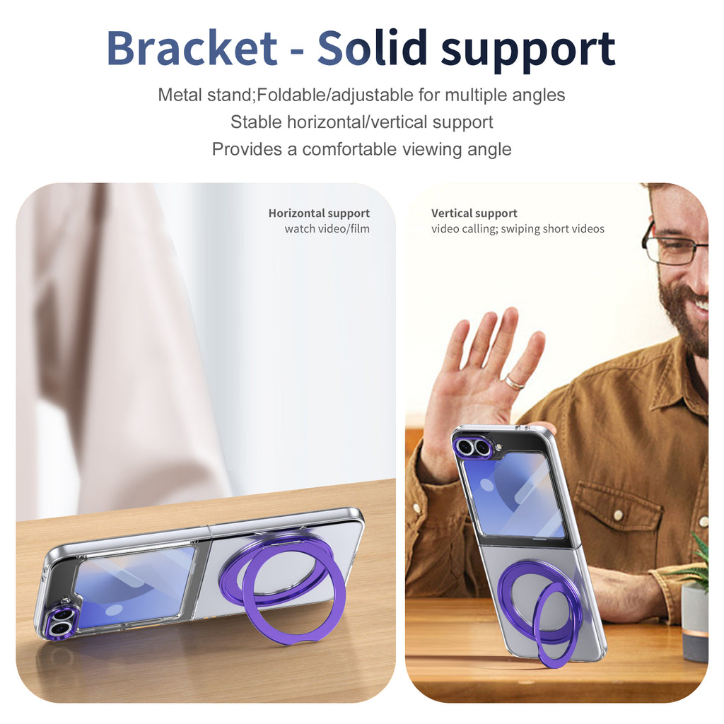 Ultramarinelife Ice Cooling Galaxy Z Flip6 Case 360 Swivel Magnet Ring Stand Horizontal and Vertical