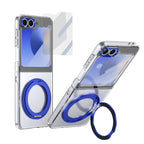 Ultramarinelife Ice Cooling Galaxy Z Flip6 Case 360 Swivel Magnet Ring Stand Blue Color