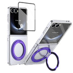 Ultramarinelife Ice Cooling Galaxy Z Flip7 Case 360 Swivel Magnet Ring Stand Purple Color