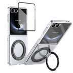 Ultramarinelife Ice Cooling Galaxy Z Flip7 Case 360 Swivel Magnet Ring Stand Black Color