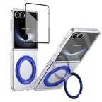 Ultramarinelife Ice Cooling Galaxy Z Flip7 Case 360 Swivel Magnet Ring Stand Blue Color