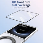 Ultramarinelife Ice Cooling Galaxy Z Flip8 Case 360 Swivel Magnet Ring Stand HD Front Film Full Coverage