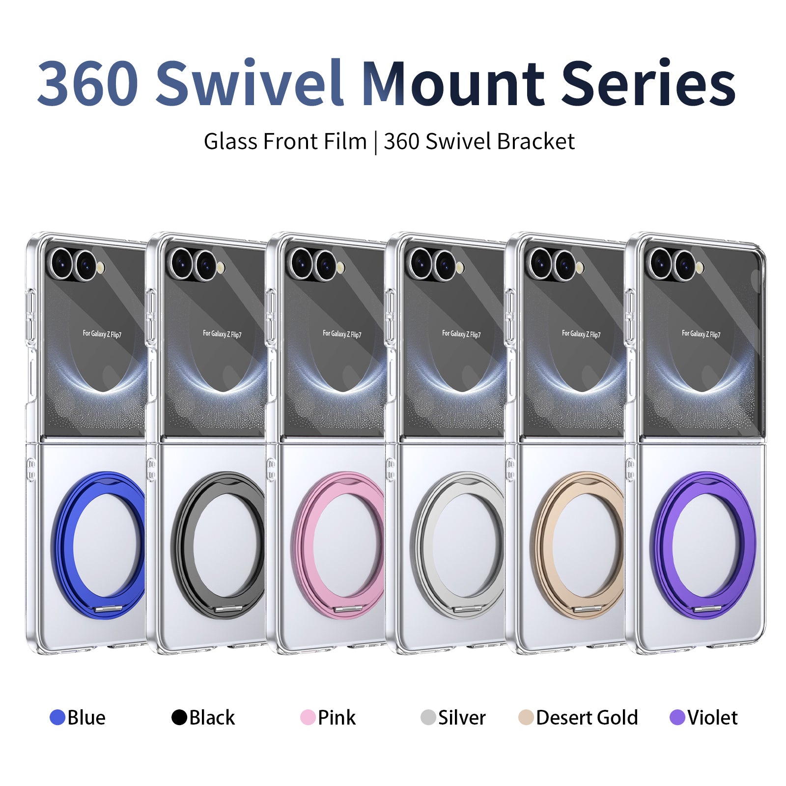 Ultramarinelife Ice Cooling Galaxy Z Flip8 Case 360 Swivel Magnet Ring Stand 7 Colors Available