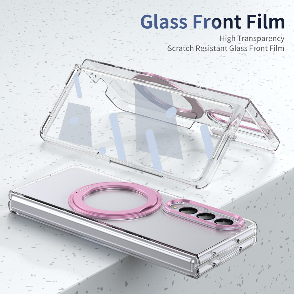 Ultramarinelife Ice Cooling Galaxy Z Fold4 Wide Case 360 Swivel Magnet Ring Stand Glass Front Film