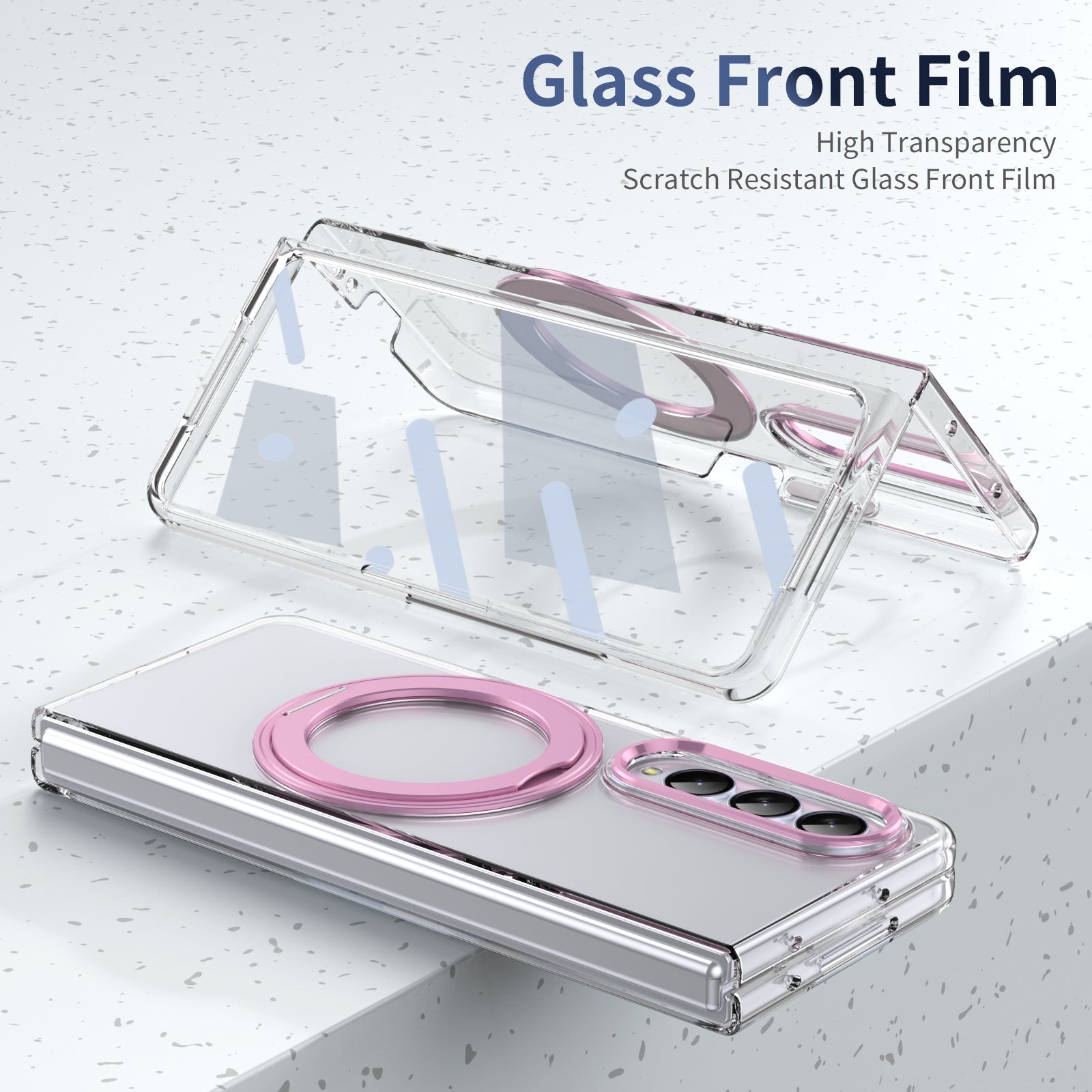 Ultramarinelife Ice Cooling Galaxy Z Fold4 Wide Case 360 Swivel Magnet Ring Stand Glass Front Film