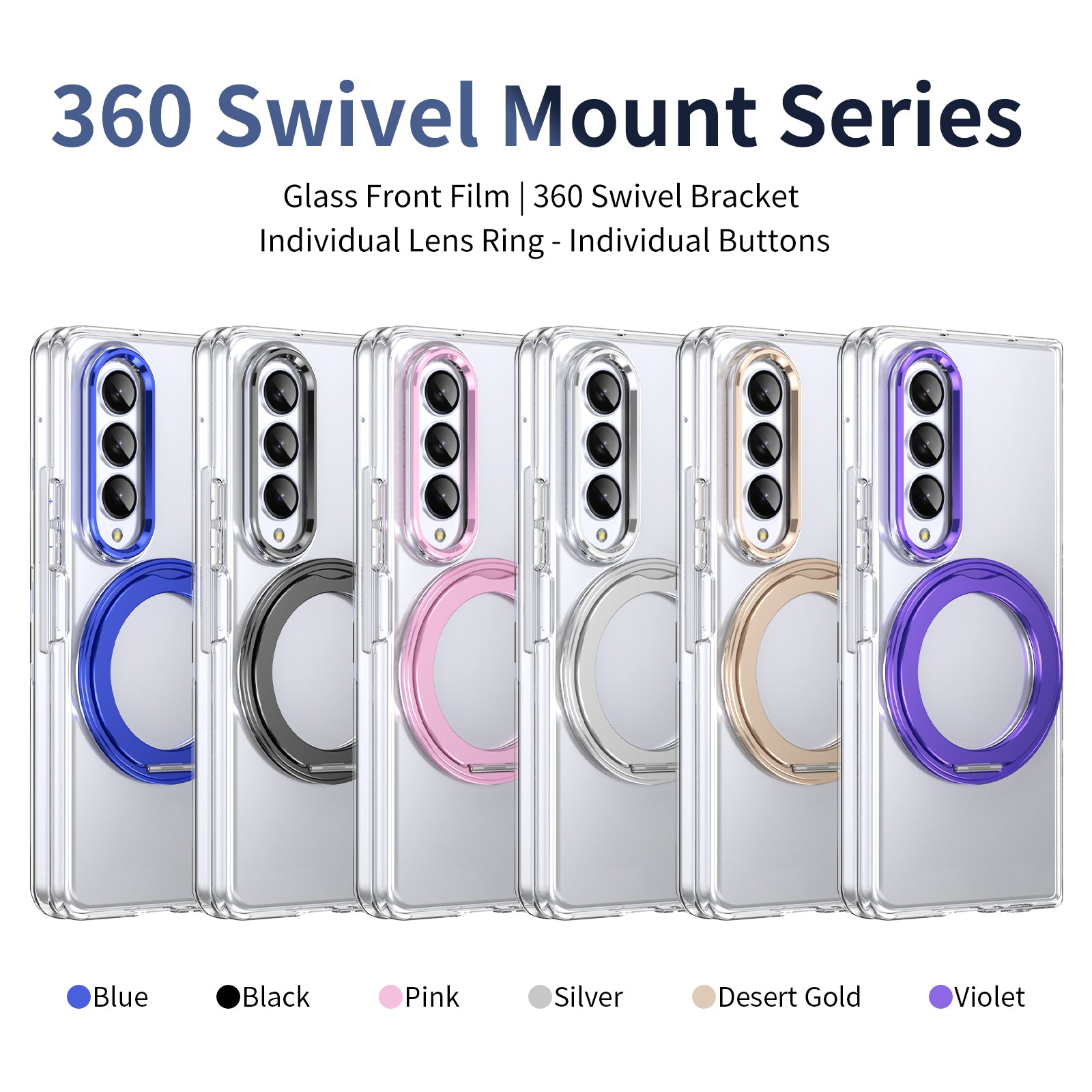 Ultramarinelife Ice Cooling Galaxy Z Fold4 Wide Case 360 Swivel Magnet Ring Stand 7 Colors