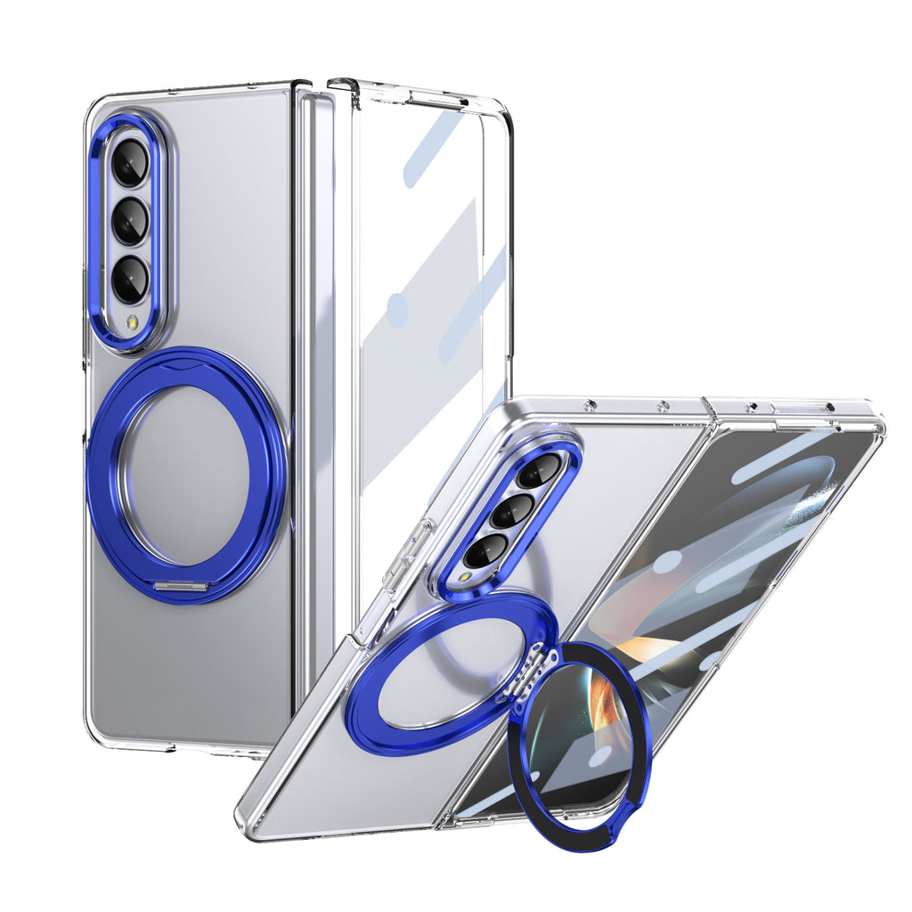 Ultramarinelife Ice Cooling Galaxy Z Fold4 Wide Case 360 Swivel Magnet Ring Stand Blue Color