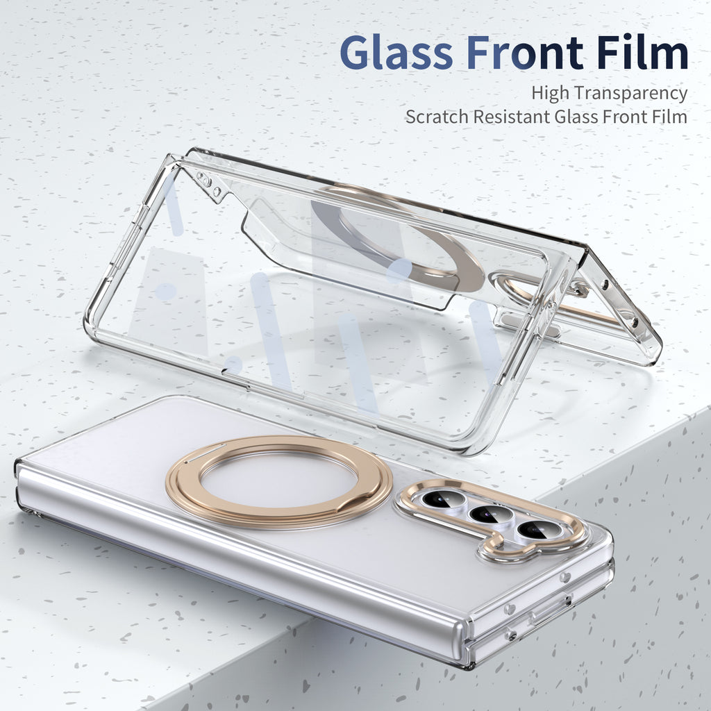 Ultramarinelife Ice Cooling Galaxy Z Fold5 Wide Case 360 Swivel Magnet Ring Stand Glass From Film