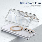 Ultramarinelife Ice Cooling Galaxy Z Fold5 Wide Case 360 Swivel Magnet Ring Stand Glass From Film