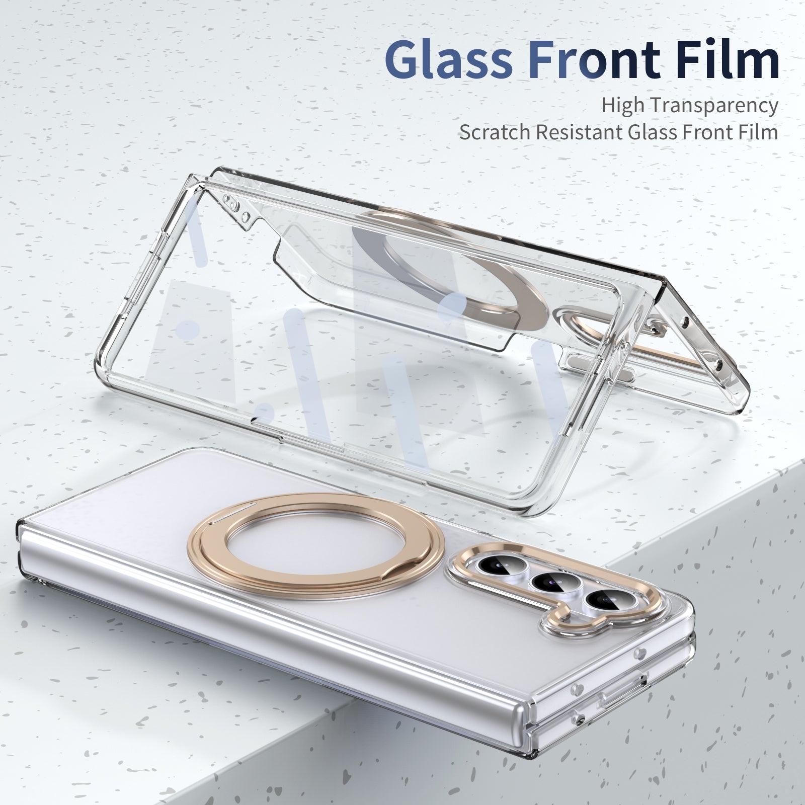 Ultramarinelife Ice Cooling Galaxy Z Fold5 Wide Case 360 Swivel Magnet Ring Stand Glass From Film