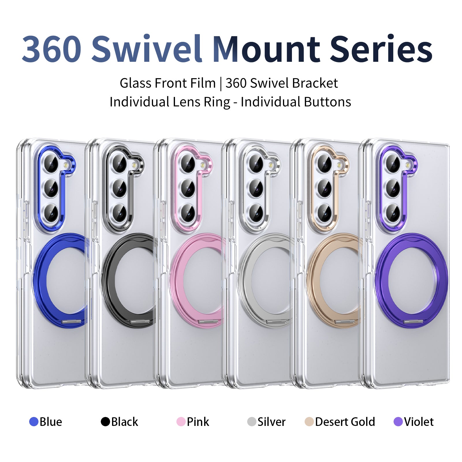 Ultramarinelife Ice Cooling Galaxy Z Fold5 Wide Case 360 Swivel Magnet Ring Stand 7 Colors Available
