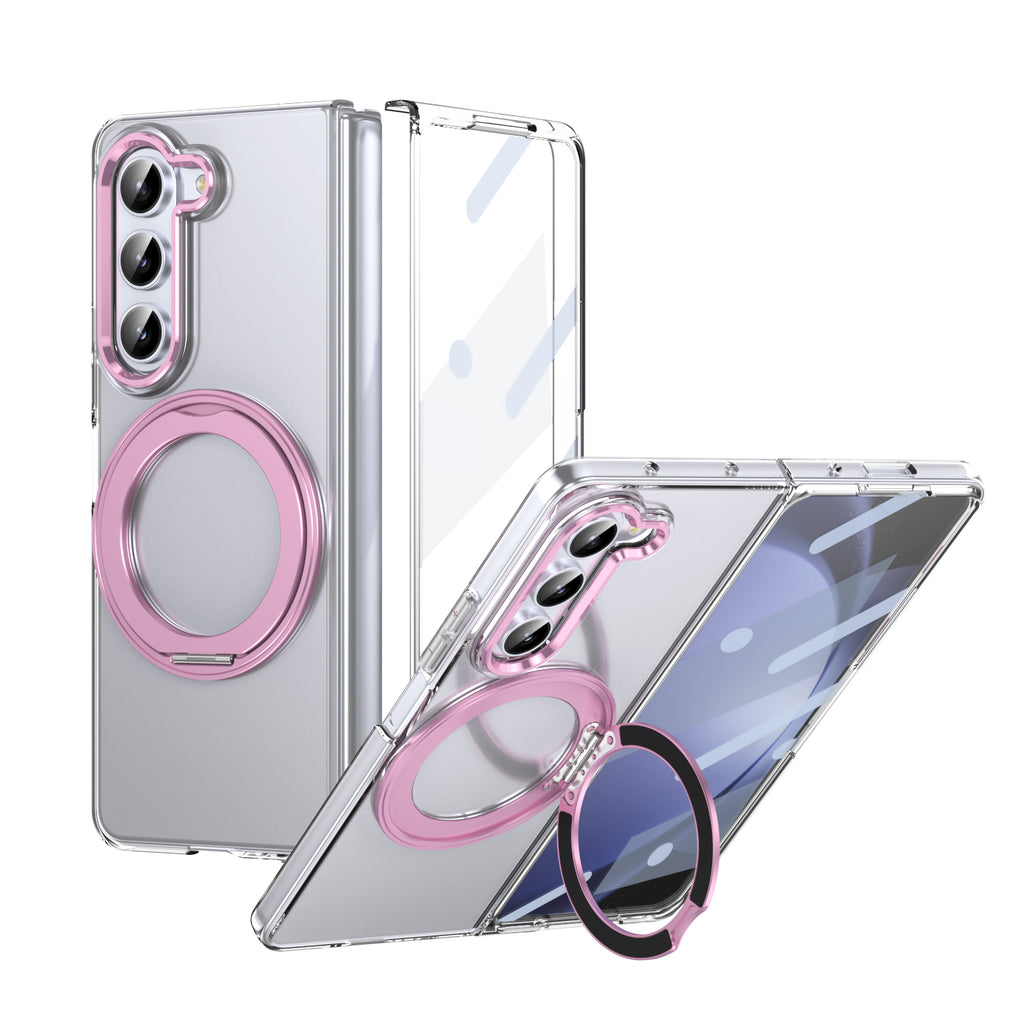 Ultramarinelife Ice Cooling Galaxy Z Fold5 Wide Case 360 Swivel Magnet Ring Stand Pink Color