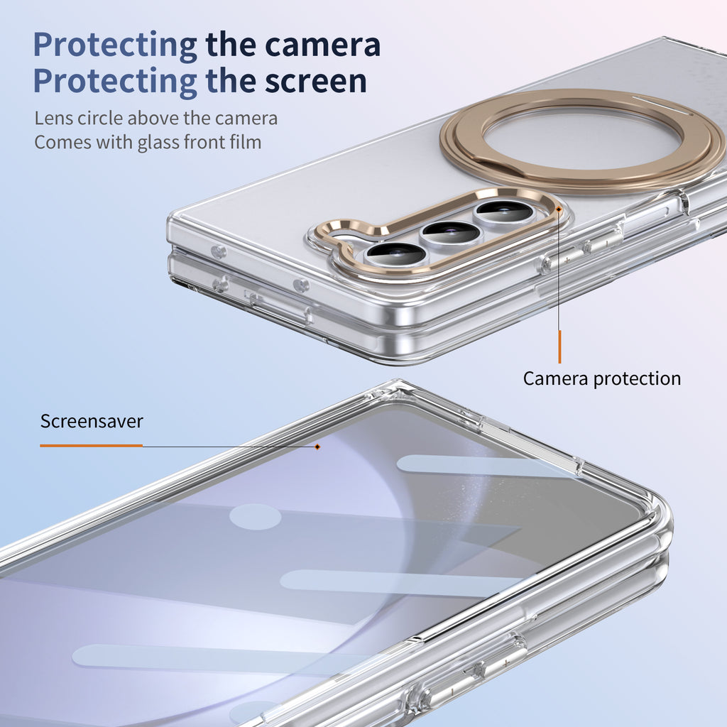 Ultramarinelife Ice Cooling Galaxy Z Fold5 Wide Case 360 Swivel Magnet Ring Stand Camera Protection