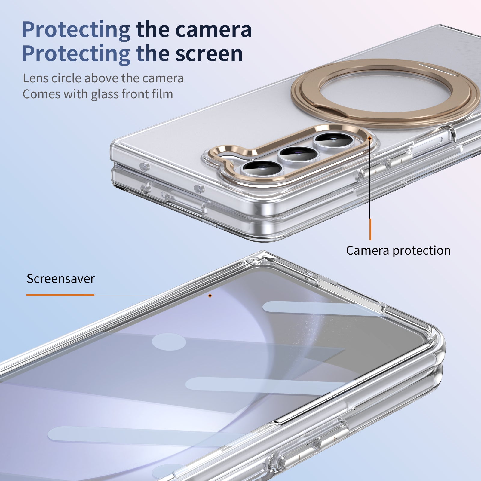 Ultramarinelife Ice Cooling Galaxy Z Fold5 Wide Case 360 Swivel Magnet Ring Stand Camera Protection