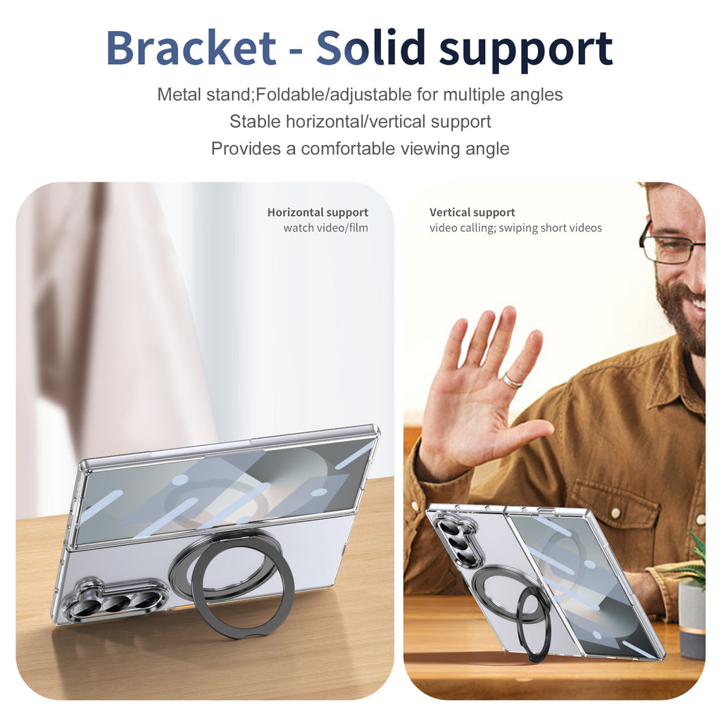Ultramarinelife Ice Cooling Galaxy Z Fold6 Case 360 Swivel Magnet Ring Stand Solid Horizontal and Vertical