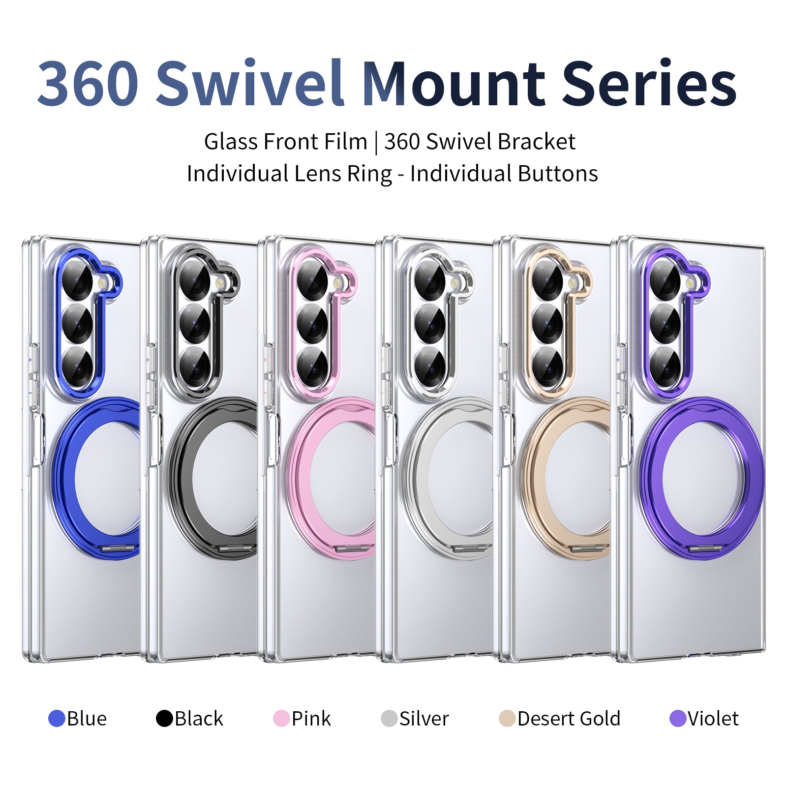 Ultramarinelife Ice Cooling Galaxy Z Fold6 Case 360 Swivel Magnet Ring Stand 7 Colors Available