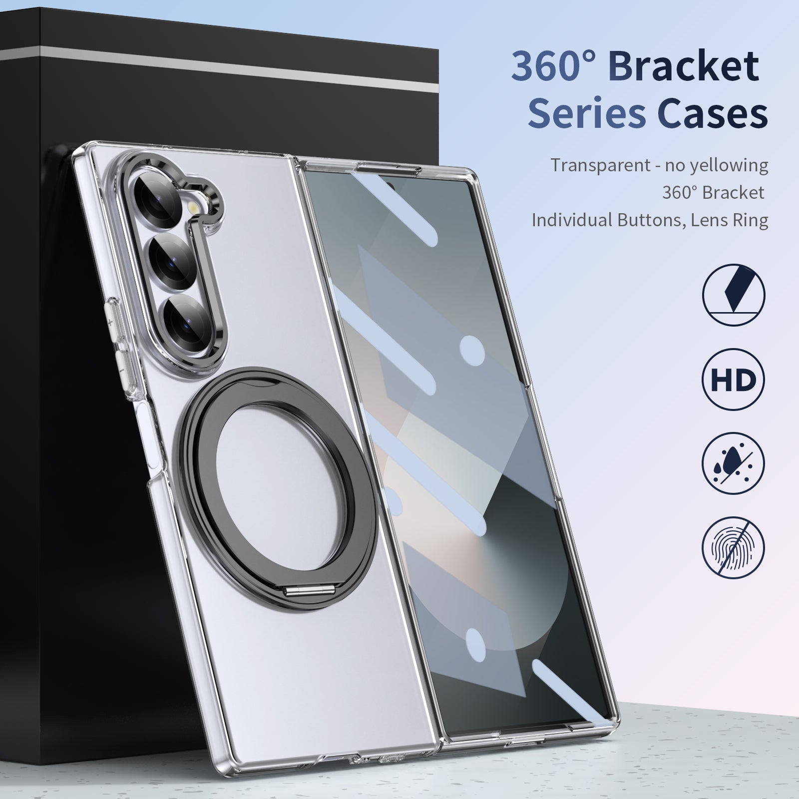 Ultramarinelife Ice Cooling Galaxy Z Fold6 Case 360 Swivel Magnet Ring Stand No Yellowing